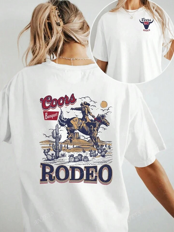 Loose Fit, Short Sleeve T-Shirt, Western Cowboy Style, Fashion Trendy, High-End, Campus, Youth, G... | SHEIN