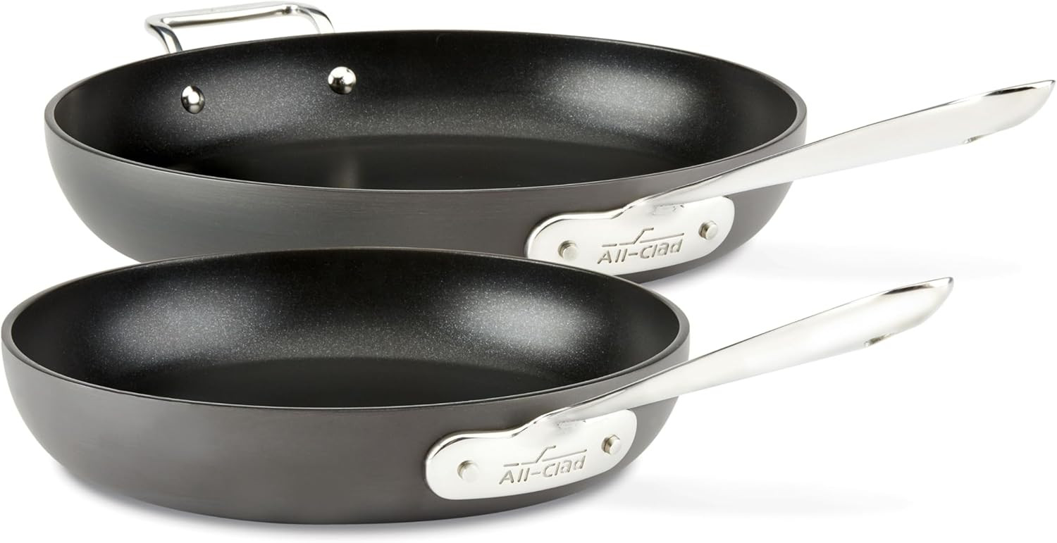 All-Clad E7859064 HA1 Hard Anodized Nonstick Fry Pan Cookware Set, 10 Inch and 12 Inch Fry Pan, 2... | Amazon (US)