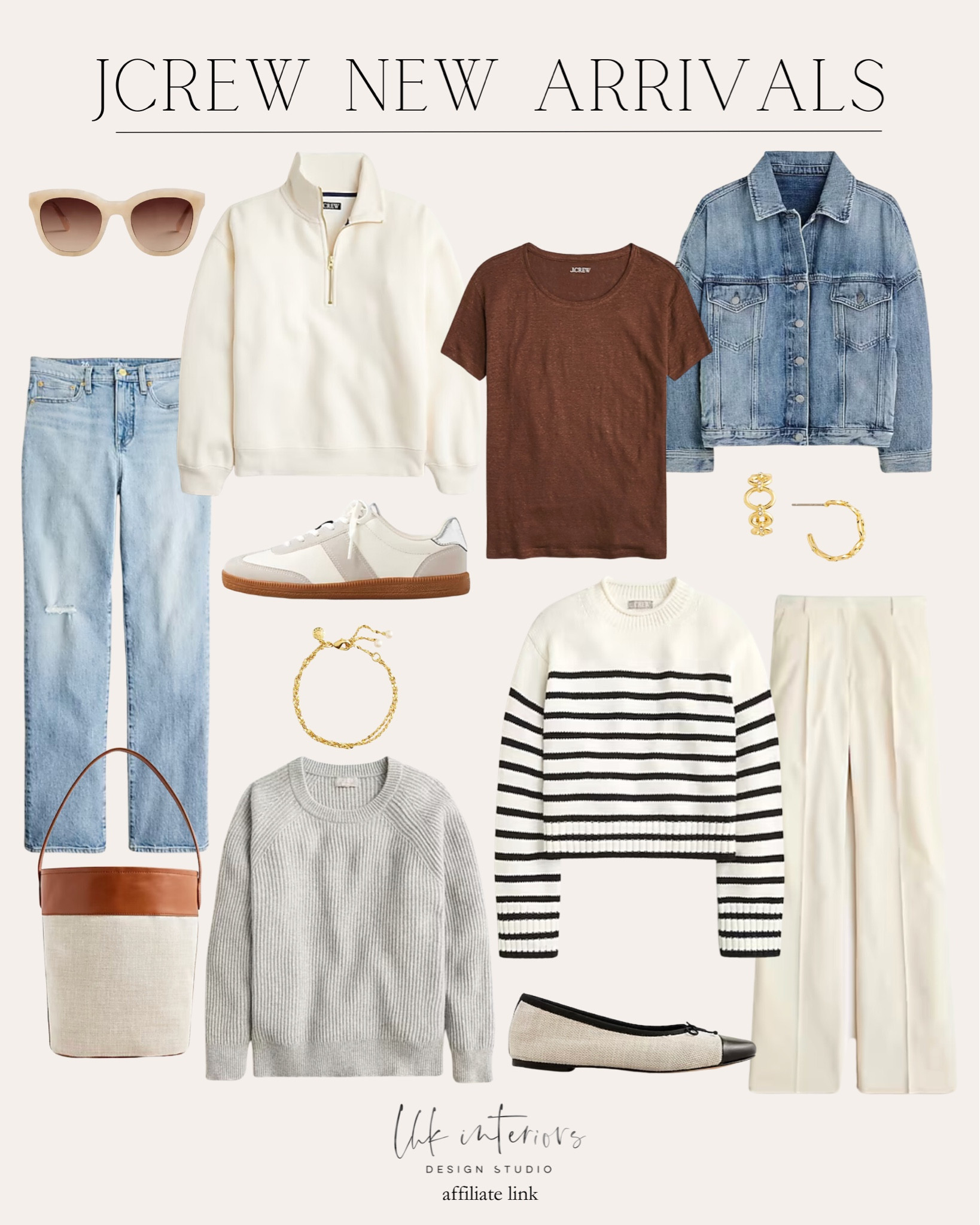 Jcrew new arrivals / Jcrew fashion / Jcrew denim / spring outfits / casual outfits / neutral outfits / neutral sweaters / neutral sneakers / neutral handbags / ballet flats / 

#LTKstyletip #LTKSeasonal #LTKshoecrush
