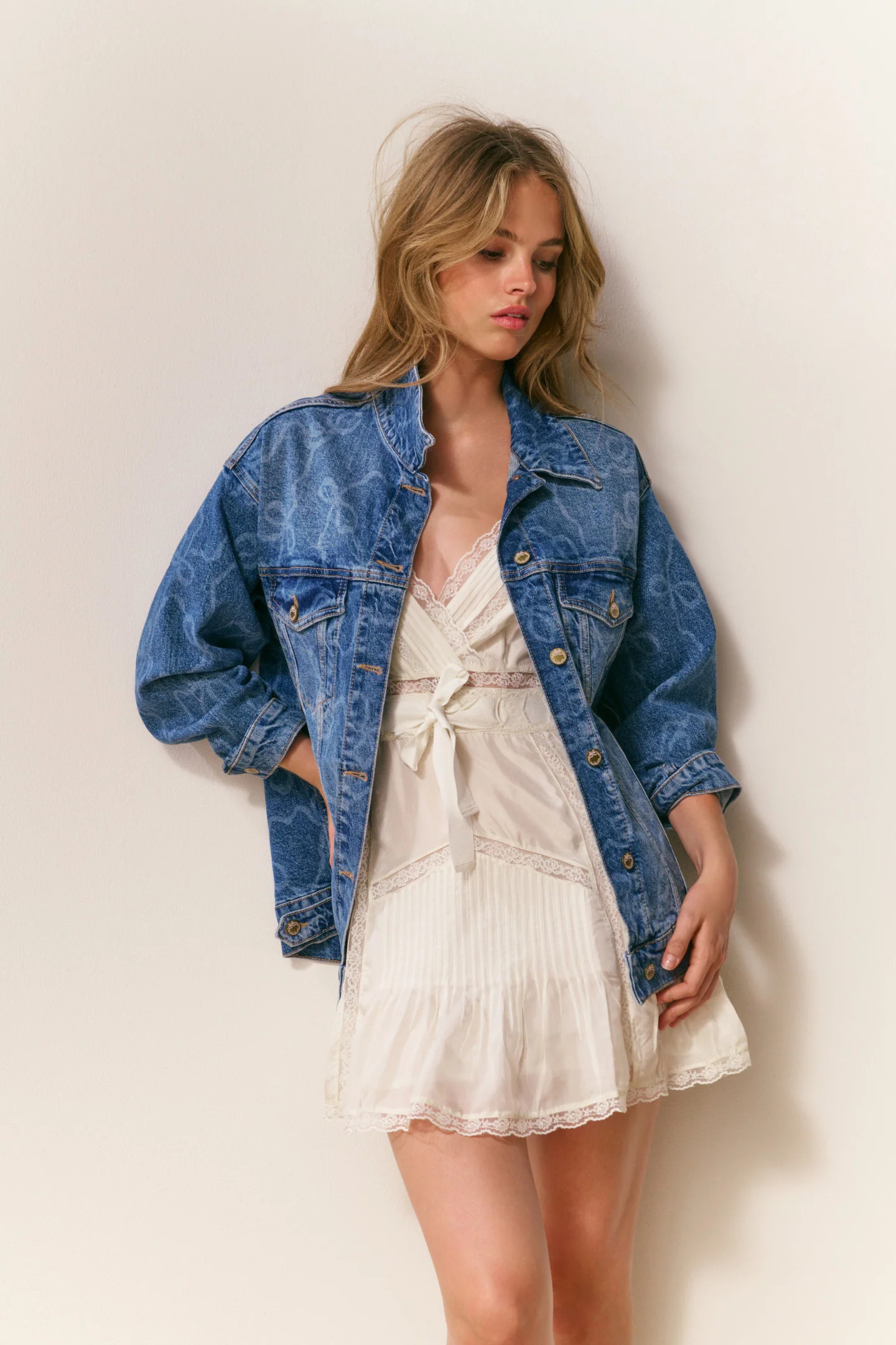 Valette Bow Denim Jacket - BOW CHAMBRAY / L | LoveShackFancy