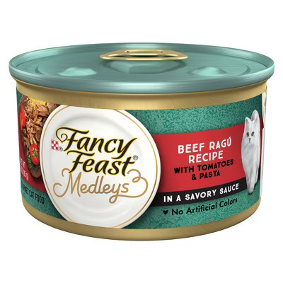 Fancy Feast Medleys Beef Ragu Recipe with Tomatoes and Pasta in a Savory Sauce Wet Cat Food - 3oz | Target