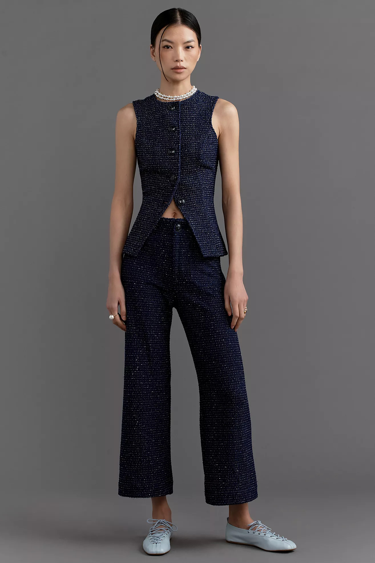 The Colette Cropped Wide-Leg Pants by Maeve: Merrick White Tweed Edition | Anthropologie (US)