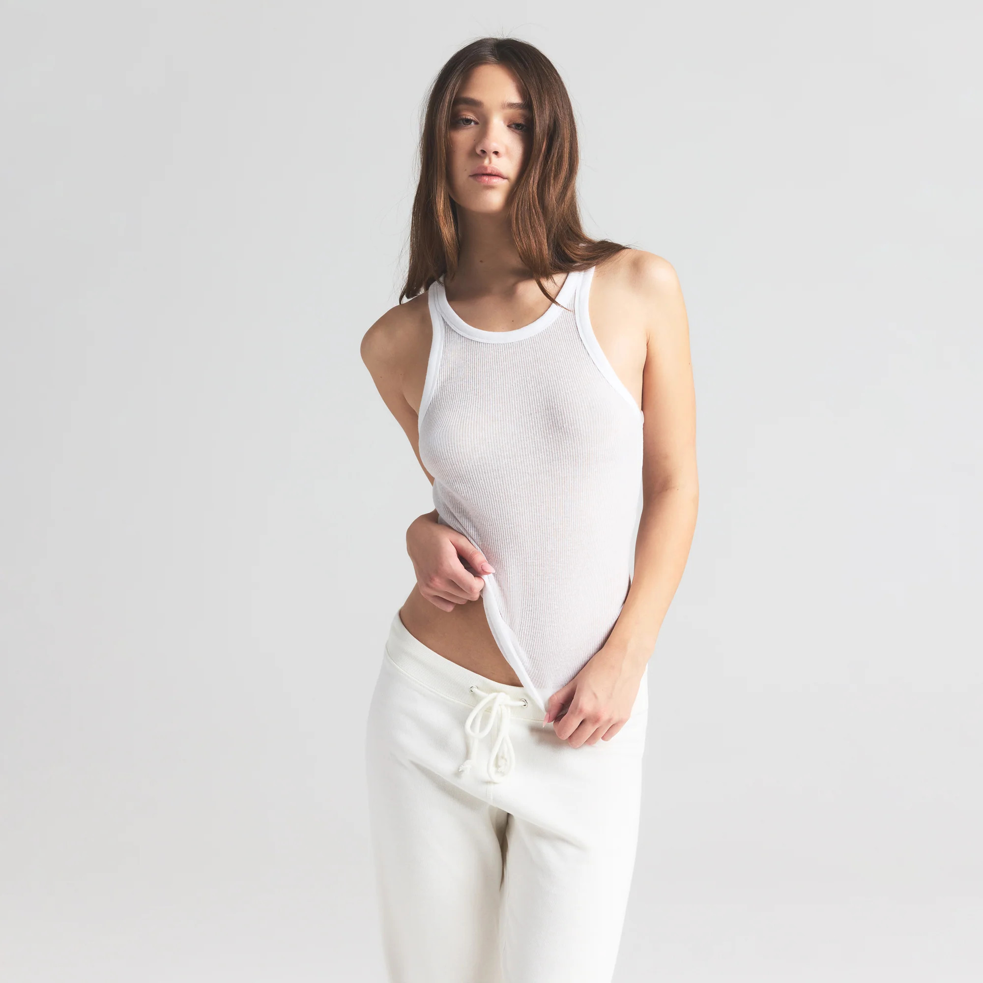 SKIMS Tank Top | White | Medium | Sheer Cotton | SKIMS (US)