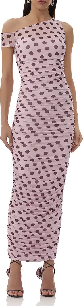 Biona Printed One-Shoulder Ruched Mesh Maxi Dress | Nordstrom