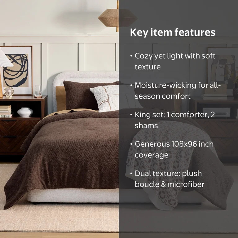 Better Homes & Gardens 3-Piece Cozy Knit Comforter Set, Brown Basket, King | Walmart (US)