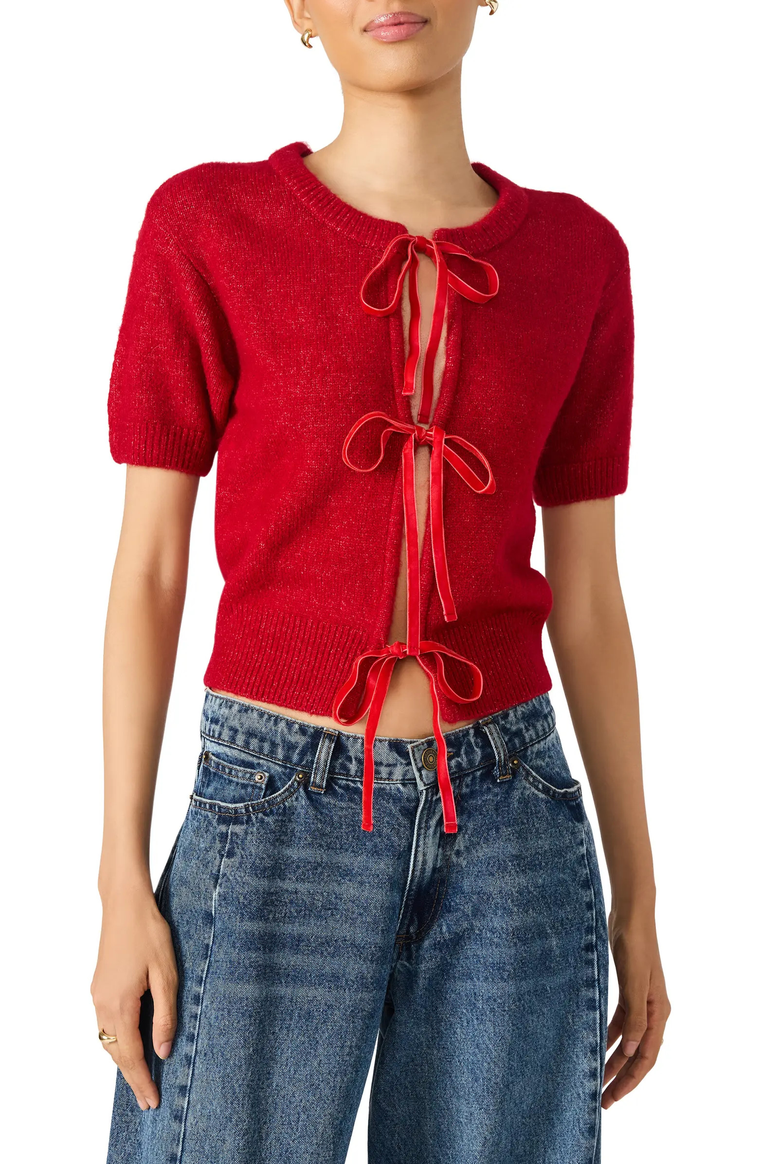 Steve Madden Sereia Tie Front Crop Cardigan | Nordstrom | Nordstrom