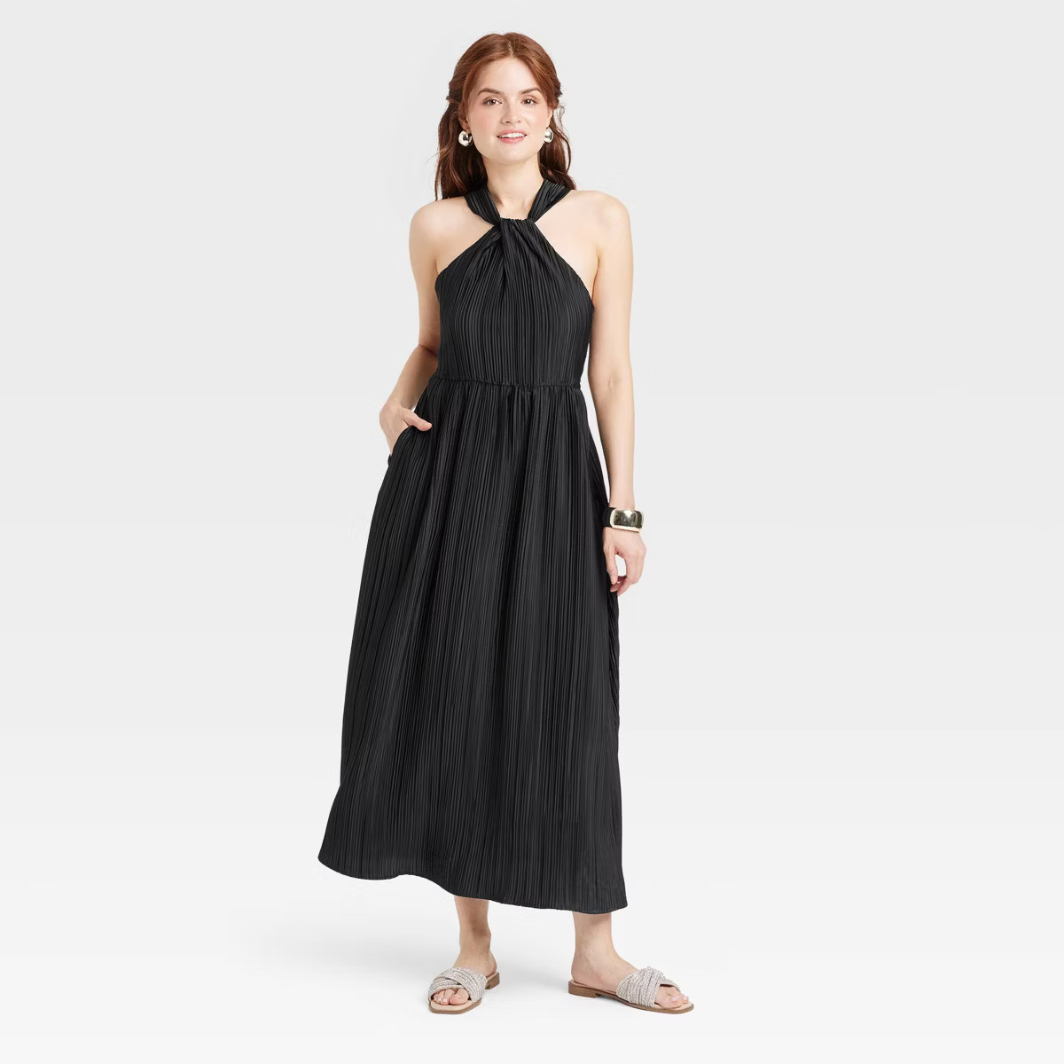 Women's Wow Occasion Knotted Midi Dress - A New Day™ Black XS | Target