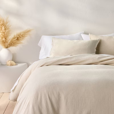King Heavyweight Linen Blend Duvet Cover & Sham Set Natural - Casaluna™: OEKO-TEX Certified, Zipper Closure | Target
