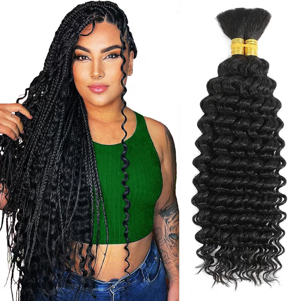 Human Braiding Hair for Boho Braids 12A Deep Water Wave Bulk Human Hair for Braiding No Weft Wet ... | Amazon (US)