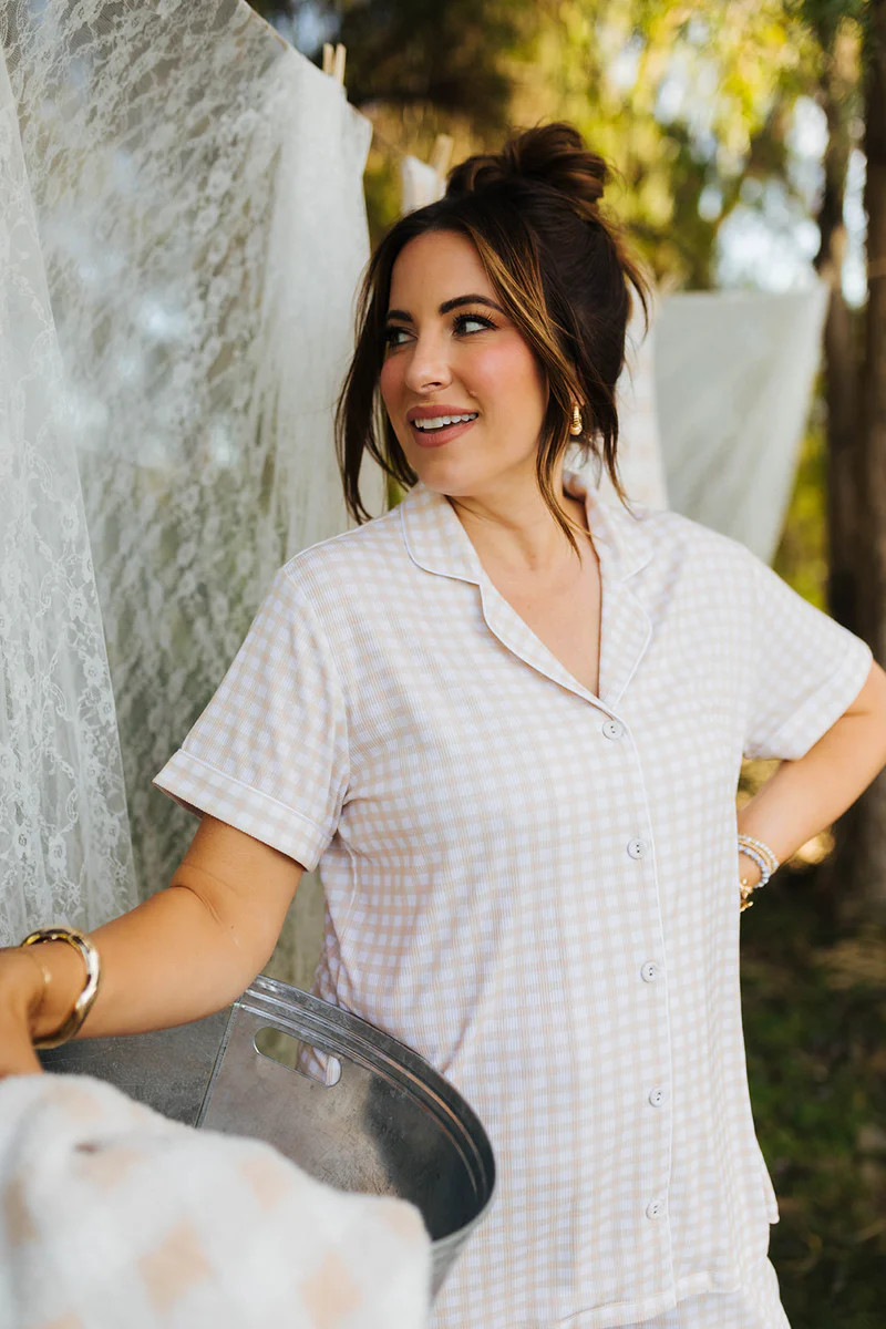 Gingham Ribbed Pajama Set | Shop Staykation