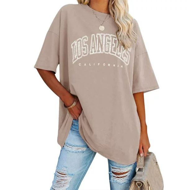 Womens Oversized Los Angeles California Graphic T Shirts Half Sleeve Summer Loose Casual Tees Tun... | Walmart (US)