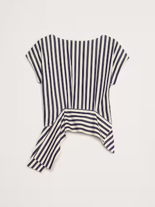 Cotton Poplin Boatneck Asymmetrical Top | Banana Republic (US)