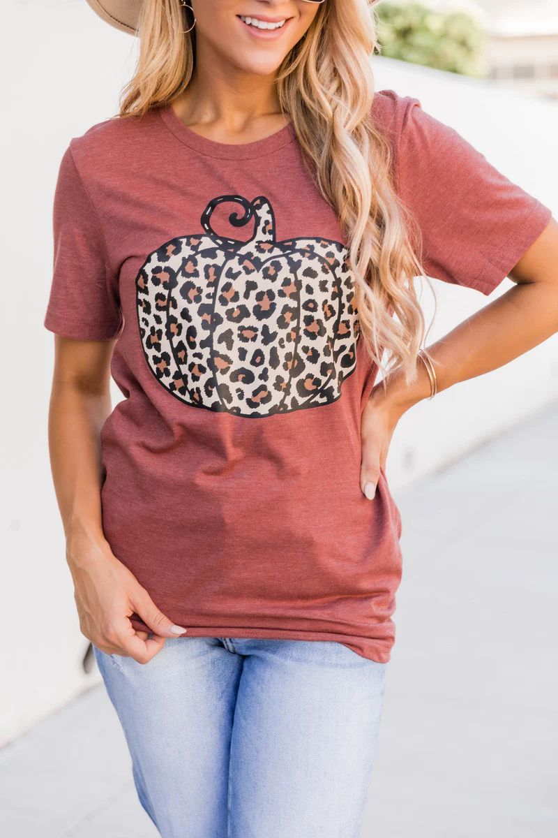 Animal Print Pumpkin Rust Graphic Tee | The Pink Lily Boutique