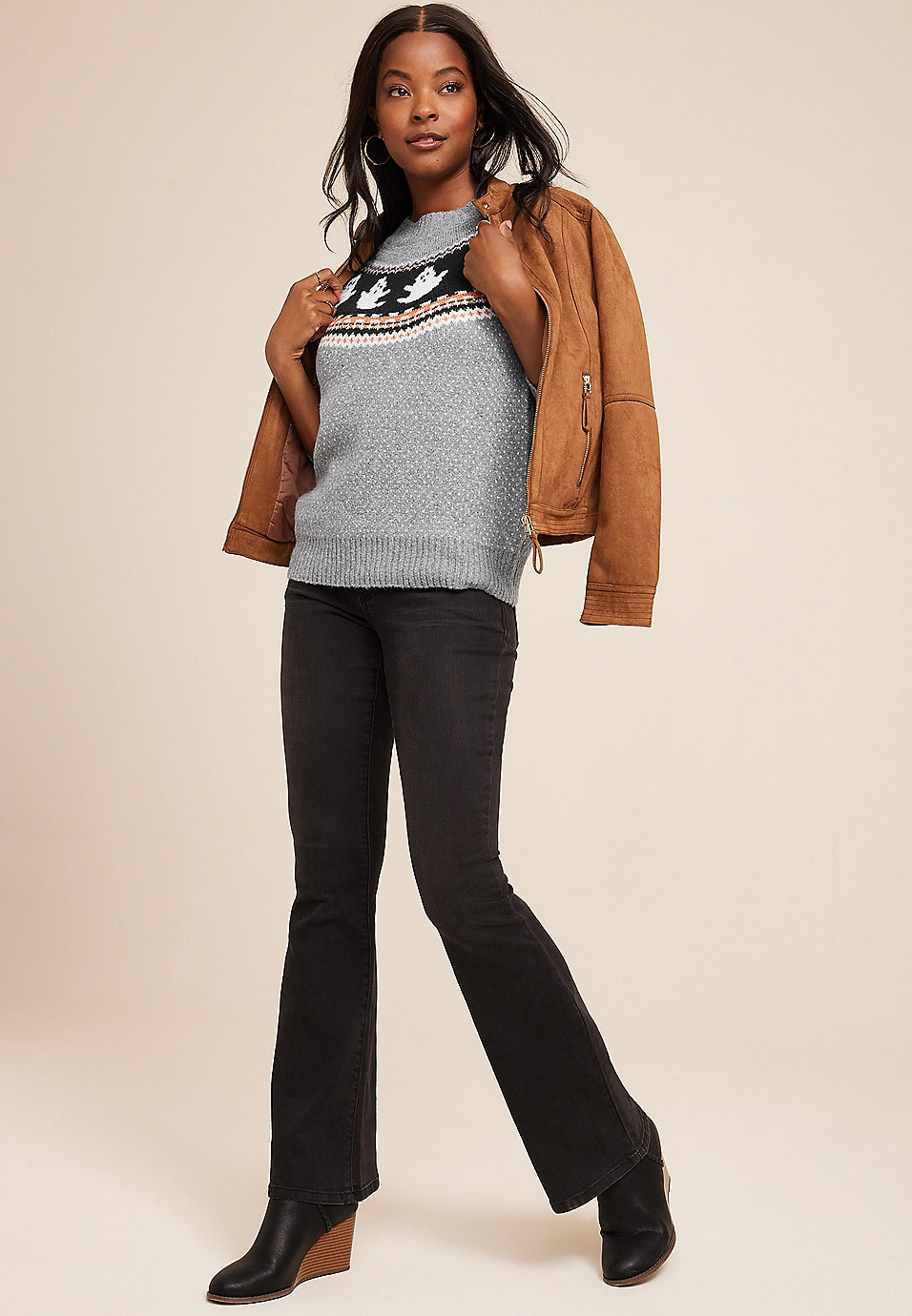 Halloween Ghost Fair Isle Sweater | Maurices