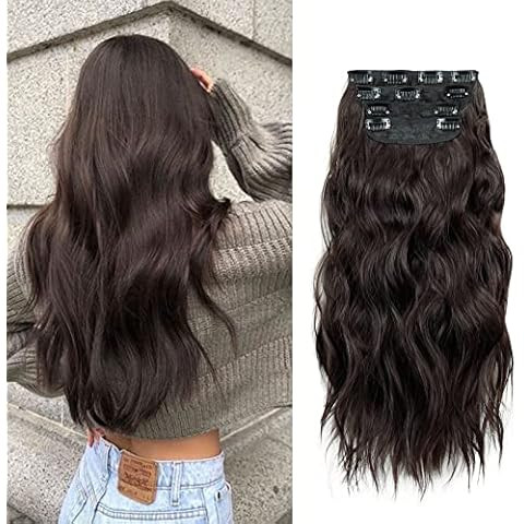 Dark Brown Hair Extensions Long Straight Hair Extension Clip in Hair Extension for Women Daily Us... | Amazon (US)