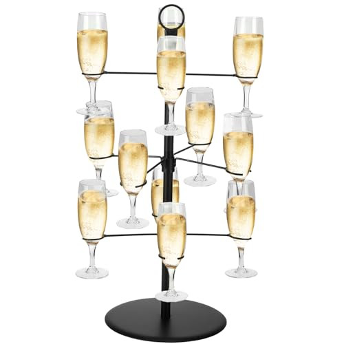 Cocktail Tree Stand - 3 Tier - 12 Holders Mimosa Margarita Cups Tower, Drink Towers for Parties, Champagne Martini Tower for Christmas Wedding Bridal Shower Birthday Party Gifts, Black | Amazon (US)