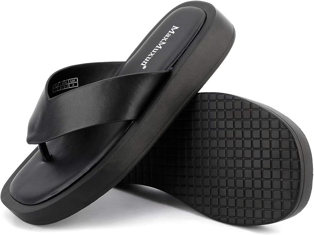 Amazon.com | MaxMuxun Womens Flip Flops, Summer Sandals Beach Shoes Memory Foam Cushion Outdoor/I... | Amazon (US)