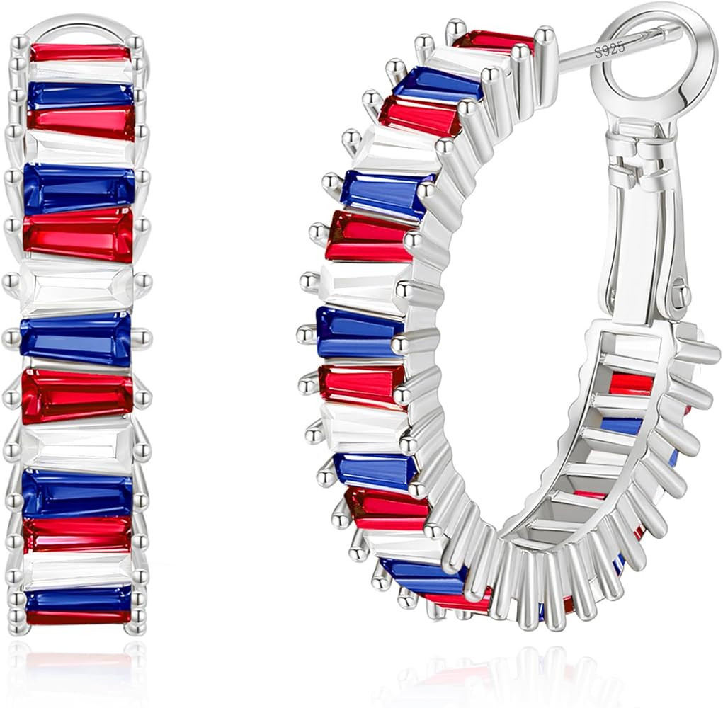 Trendy CZ Gold Hoop Earrings for Women, Lightweight Chunky Silver Earrings for Girls 14K Real Gol... | Amazon (US)