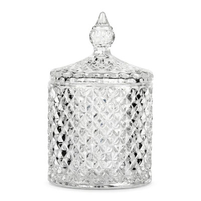 REGALWOVEN Decorative Bathroom Crystal Glass Jar with Lid for Cotton Balls Swabs Clear Candy Dish... | Target