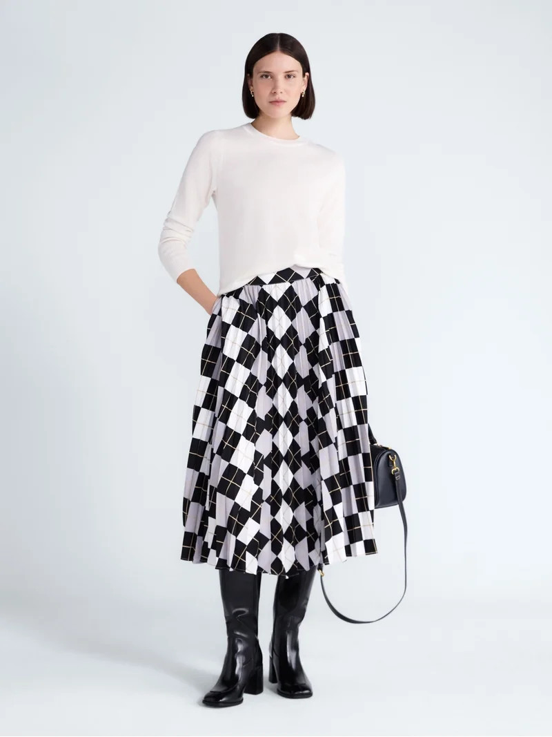 Free Assembly Women's and Women's Plus Sunburst Pleat Argyle Maxi Skirt, Sizes XS-4X | Walmart (US)