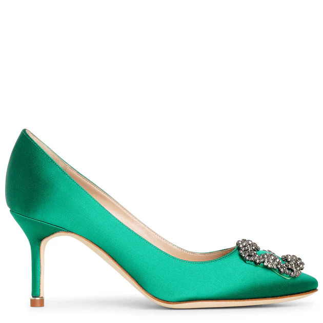 Hangisi 70 emerald satin pumps | Shop Savannahs (US)