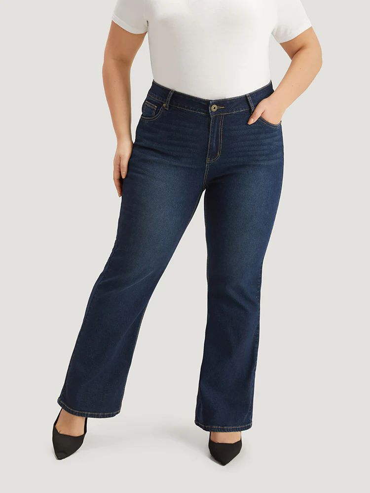 Plain Bootcut Pocket Zipper Fly Jeans | Bloomchic