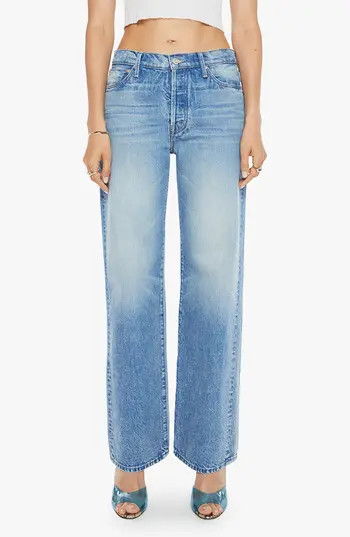 MOTHER The Dodger Button Sneak Wide Leg Jeans in Wipeout at Nordstrom Rack, Size 25 | Nordstrom Rack