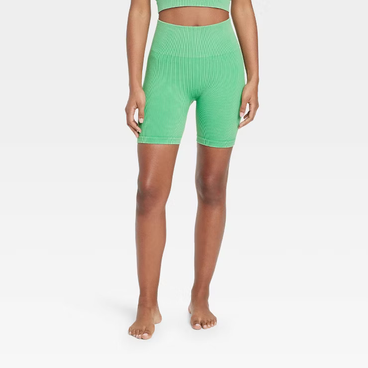 Women's High-Rise Ribbed Seamless Bike Shorts 7" - JoyLab™ | Target