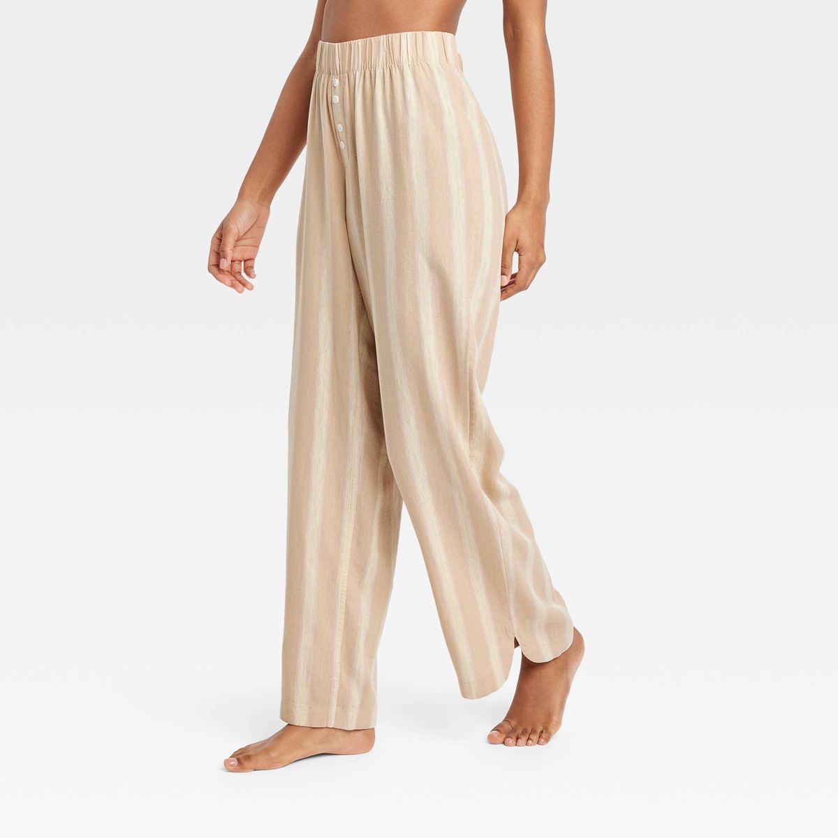 Women's Striped Linen Blend Pajama Pants - Stars Above™ Tan M | Target