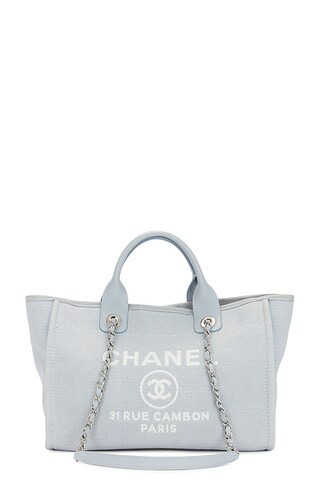 FWRD Renew Chanel Deauville MM Chain Tote Bag in Grey | FWRD | FWRD 