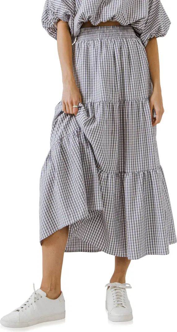English Factory Tiered Gingham Maxi Skirt | Nordstrom | Nordstrom