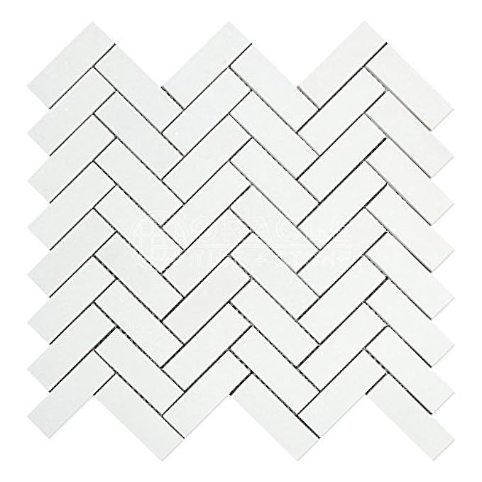 Thassos White Greek Marble 1 X 3 Herringbone, Honed | Amazon (US)