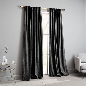 Worn Velvet Curtain - Metal | West Elm (US)