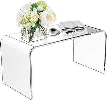WAHFAY Acrylic Coffee Table with PVC Cover Protector, 32" L x 16" W x16'' H x3/4'' Thick Modern W... | Amazon (US)