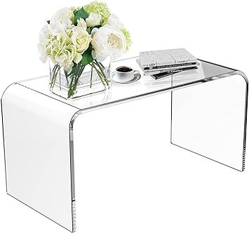 WAHFAY Acrylic Coffee Table with PVC Cover Protector, 32" L x 16" W x16'' H x3/4'' Thick Modern W... | Amazon (US)