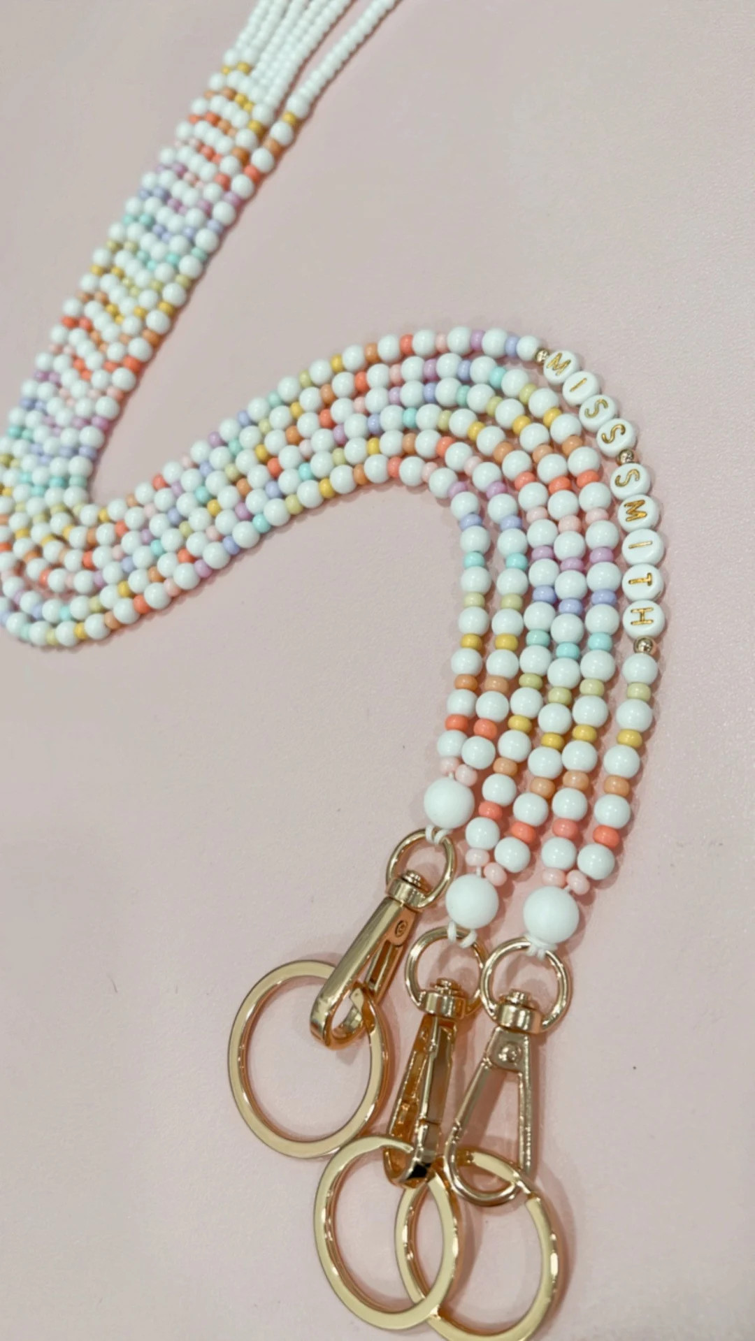 Rainbow Teacher Lanyard, Personalized Lanyard, Acrylic Beaded Lanyard, Glass Beads, Lanyard, Teac... | Etsy (US)