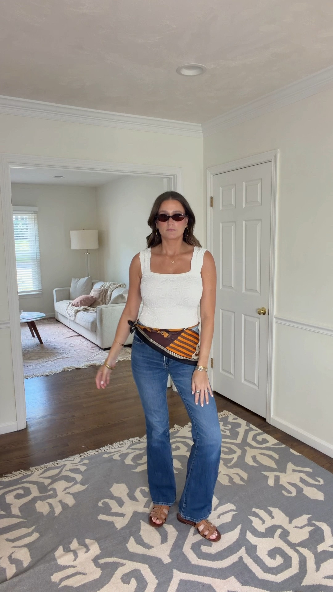 Outfit it the day. Love how this Amazon scarf adds interest to my outfit.

#LTKootd #LTKOver40