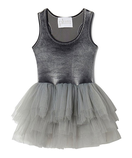 iloveplum Girls' Tutu Dresses GREY - Gray & Blue Nellie Velvet Tutu Dress - Girls | Zulily