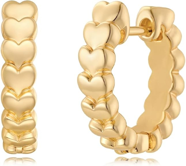 MYEARS Women Earrings Gold Huggie Hoop Ear Stud Cuff 14K Small Simple Hypoallergenic Everyday Jew... | Amazon (US)