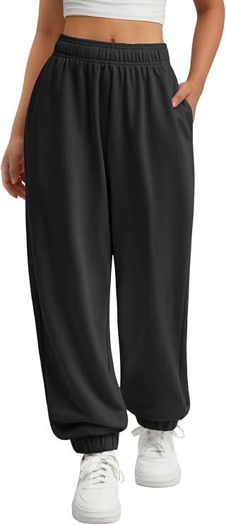 ATHMILE Sweatpants Women Wide Leg Baggy Lounge Sweat Pants | Cotton Straight Leg High Waisted Cas... | Amazon (US)