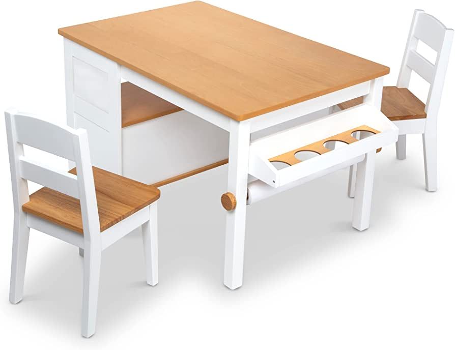 Melissa & Doug Wooden Art Table & Chairs Set - White - Kids Craft Table And Chairs, Children's Fu... | Amazon (US)