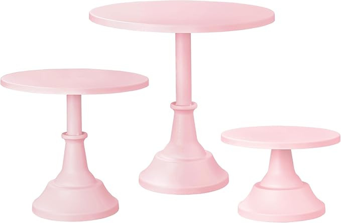 HBlife 3-PCS Pink Cake Stand Set (8"/10"/12" Plate) for 6-10 Inch Cakes, Perfect Dessert Table Di... | Amazon (US)