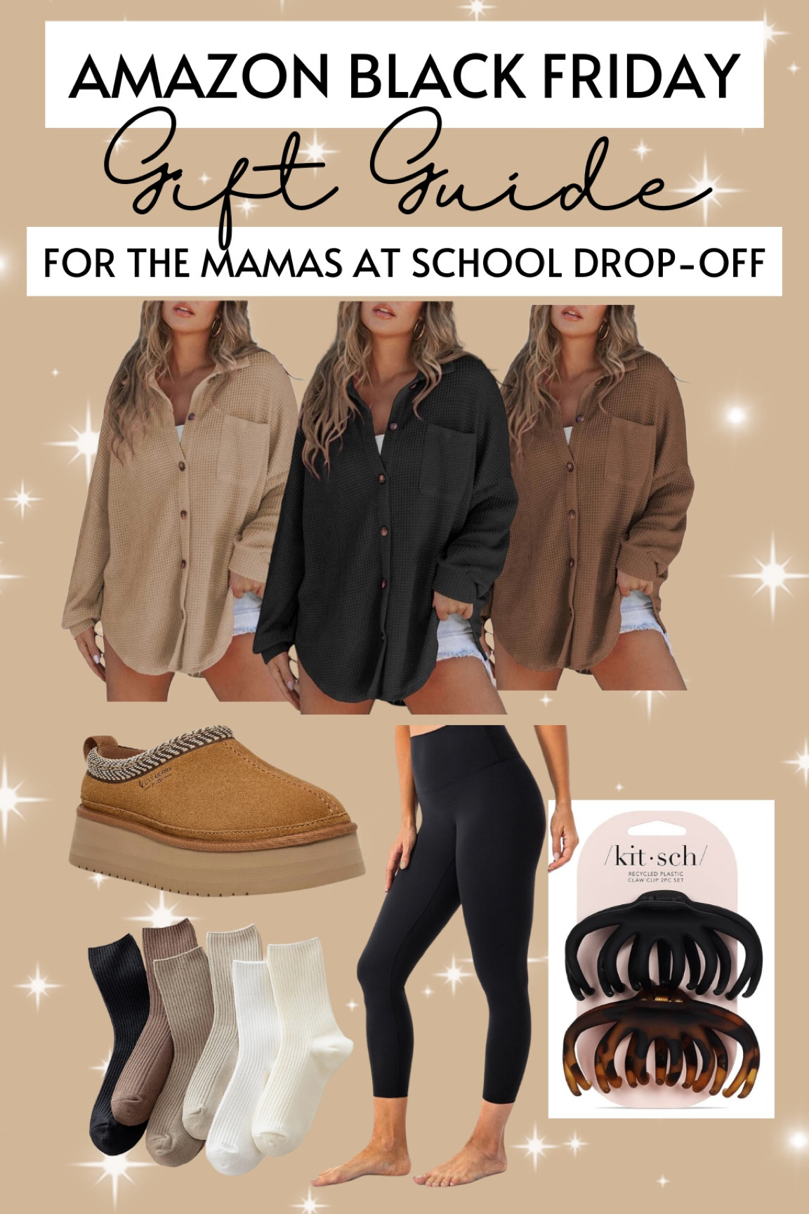 SHOP AMAZON BLACK FRIDAY DEALS for the mamas going to school drop off! 
And for any other woman out there holding down the fort for the family ❤️
✨Comfy waffle button ups to layer 
✨Slippers and socks
✨Clips to throw up the hair to get ish done!
✨theeee best leggings on Amazon! There’s fleece lined and thinner optionns

#LTKSaleAlert #LTKCyberWeek #LTKGiftGuide