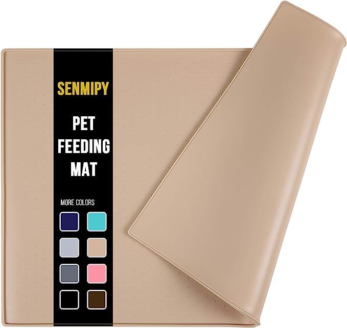 Senmipy Silicone Dog Food Mat - Waterproof Dog Bowl Mats for Food and Water Bowls, Raised Edges N... | Amazon (US)