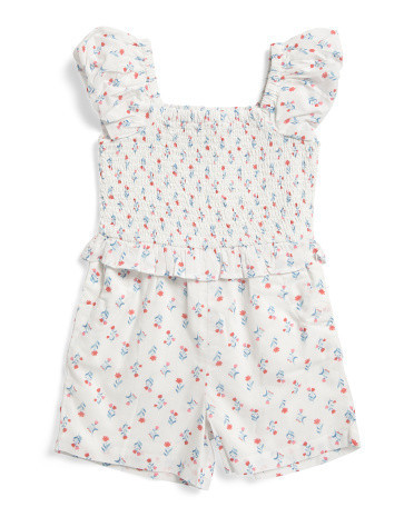 Infant And Toddler Girls Floral Printed Romper, Cotton | TJ Maxx