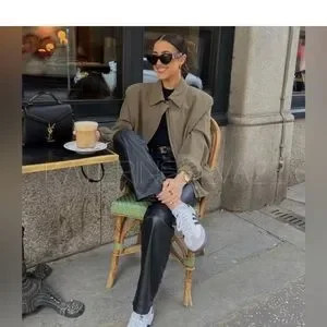 Zara topstitched pocket bomber | Poshmark