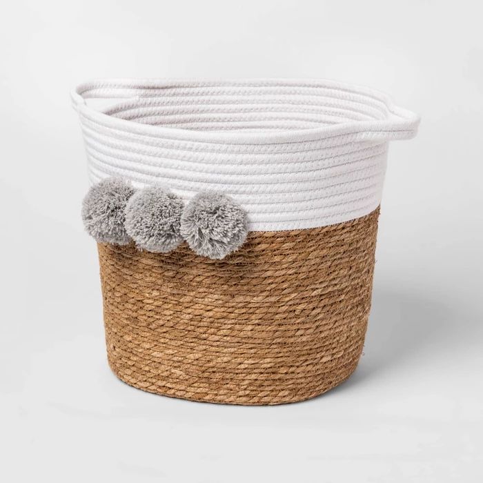 Decorative Basket - Cloud Island™ Large Coiled Rush Pom White | Target