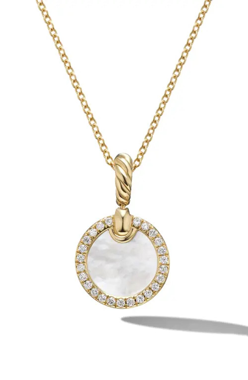 David Yurman Petite DY Elements® Pendant Necklace in 18K Yellow Gold with Mother of Pearl and Pavé Diamonds at Nordstrom | Nordstrom