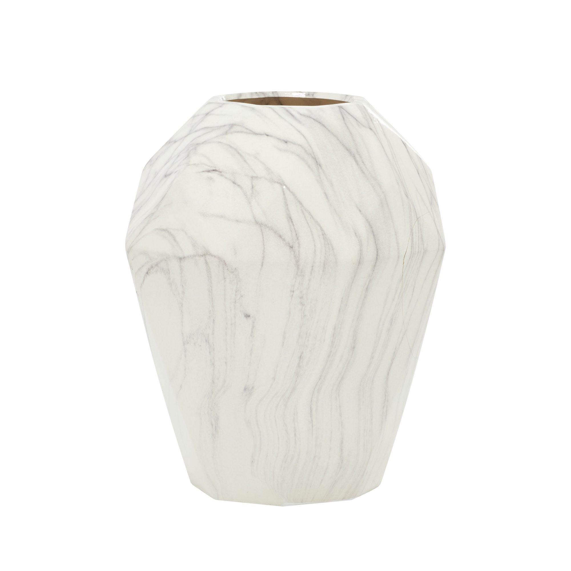 DecMode 12" Faux Marble White Ceramic Vase | Walmart (US)
