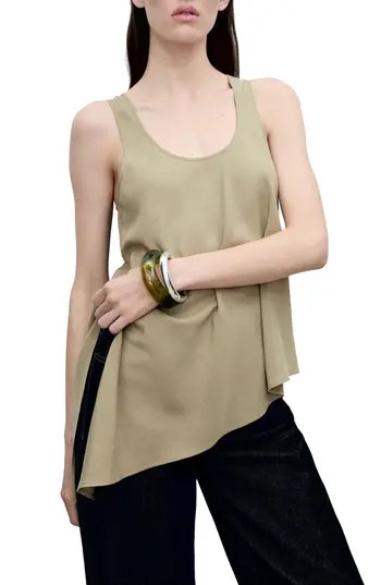 MANGO Swade Asymmetric Hem Tank in Beige - Khaki at Nordstrom Rack, Size Medium | Nordstrom Rack